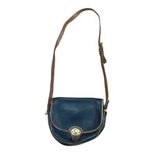 Vintage Dooney & Bourke Large Calvary Trooper Saddle Bag Blue Leather Crossbody